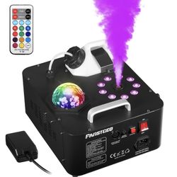 Fog Machine Vertical Smoke Machine With LED Lights, Disco Ball, Wireless Remote And Sound Activation, Produce Smoke Vertically Or Horizontally