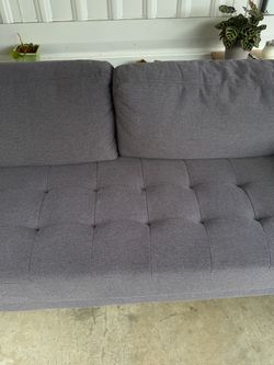 Gray Tufted Fabric Sofa