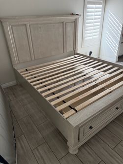 Solid wood king bed frame