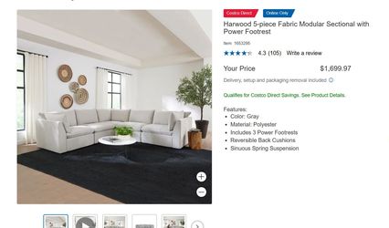 Harwood 5-piece Fabric Modular Sectional with Power Footrest