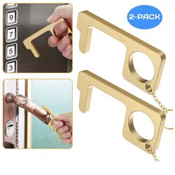 No Touch Key Brass Door Opener – no Surfaces Touch Keep Hands Clean Contactless Copper Protection for Doors, Elevator Buttons, Doors Handles & Public