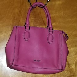Unused Women's Nine West Purse/Handbag Pink Colored With Black Thread Outline 