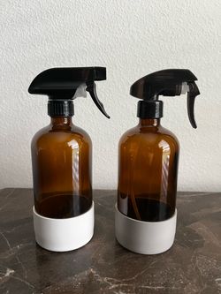 Amber Glass Spray Bottles Set of 2 with Silicone Bases