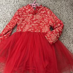 Size Girl Toddler 3/4 Chinese New Year Lunar Traditional Dress Red Used 