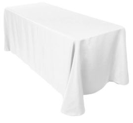 13 manteles blancos de 6ft y 8ft (largos)