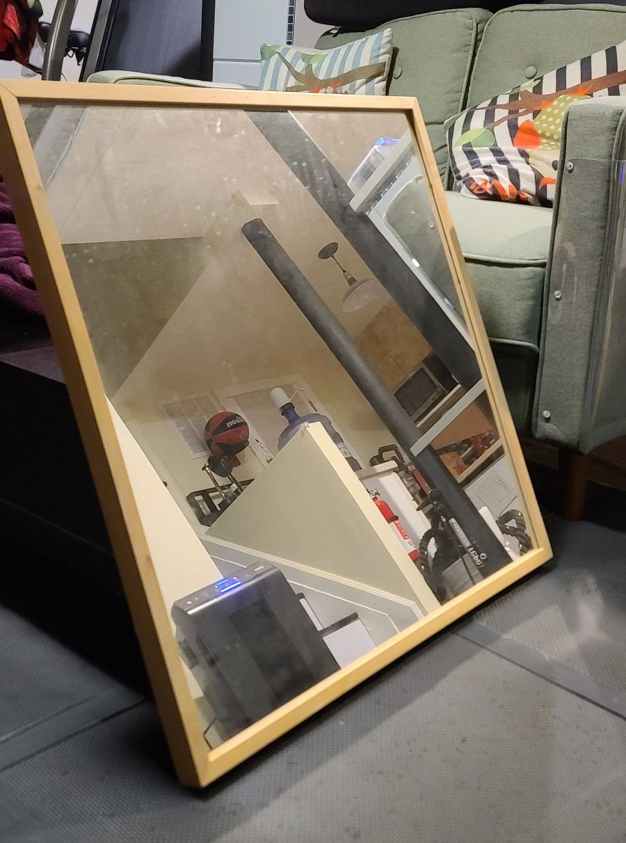 Ikea Stave Square mirror white stained oak