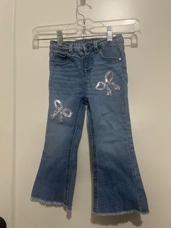 Girls Flare Jeans with Sequin Bows