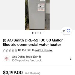 AO Smith 50 Gallon Commercial Water Heater 
