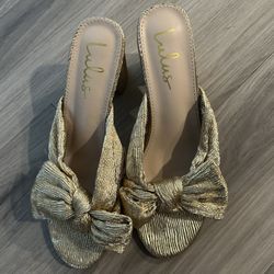 Lulus Dorothea Gold Knotted High Heeled Sandals
