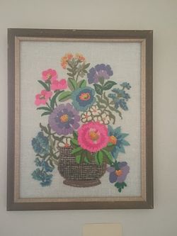 Vintage Needlework Artwork Home Decor