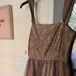 Brown Gold Prom Homecoming Formal Dress  Size 9/10