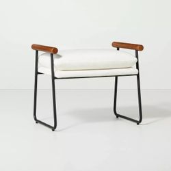 Brand new Cushioned Metal & Wood Ottoman - Cream/Black - Hearth & Hand™ with Magnolia