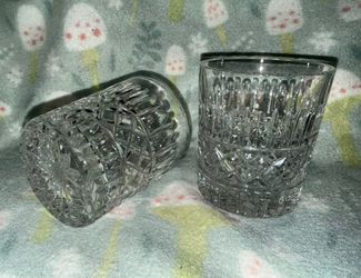 Vintage crystal whiskey glasses - two fluted &  two diamond cut