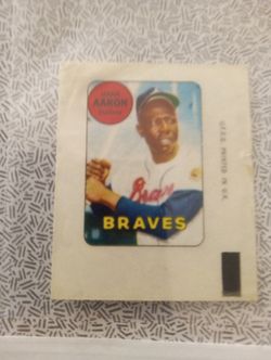 Vintage Topps 1969 Decal Hank Aaron VG/EX