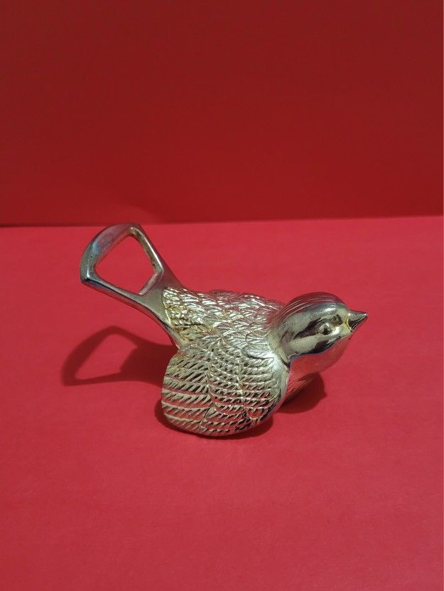 Vintage Silver-Plated Bottle & Can Opener - Decorated Bird Figure.