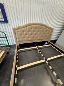 King Size Bed Frame • Upholstered King Size Bed Frame • Wheat Color