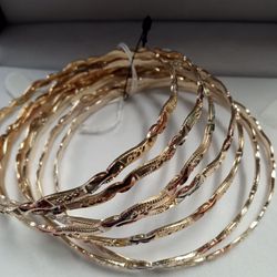 3 Tone Gold Plated 7pc. Bracelet