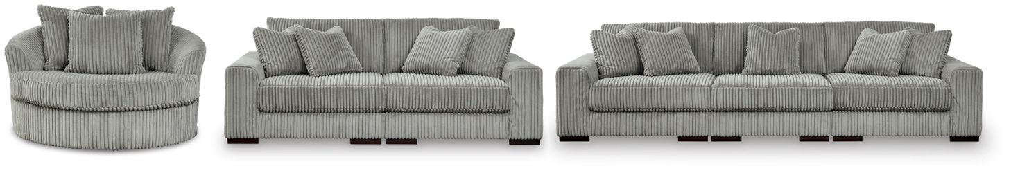 Lindyn Fog Sofa, Loveseat and Oversized Chair
