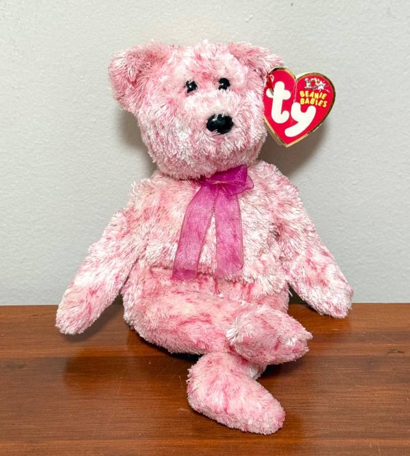 Collectible Ty Beanie Baby Smitten The Pink Bear 2002 Plush Toy
