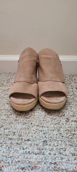 Vince Camuto Allana Espadrille Wedge Sandals 7M Taupe Leather