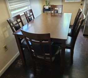 Brand New Box Espresso Color 7-piece Wood Dining Table Set Special