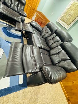 Black Leather Reclining Sofa and Loveseat Set