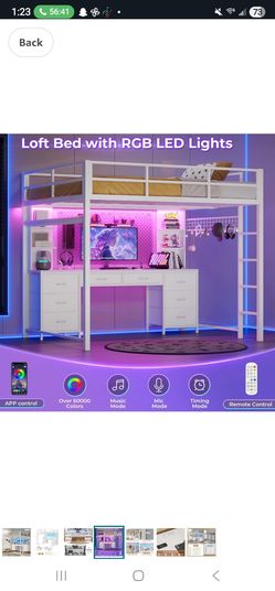 Full Size Loft Bed with Desk and 8 Storage Drawers, Space Saving