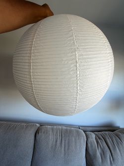 White Round Paper Lantern Shade with Chord and Colour Changing Bulb