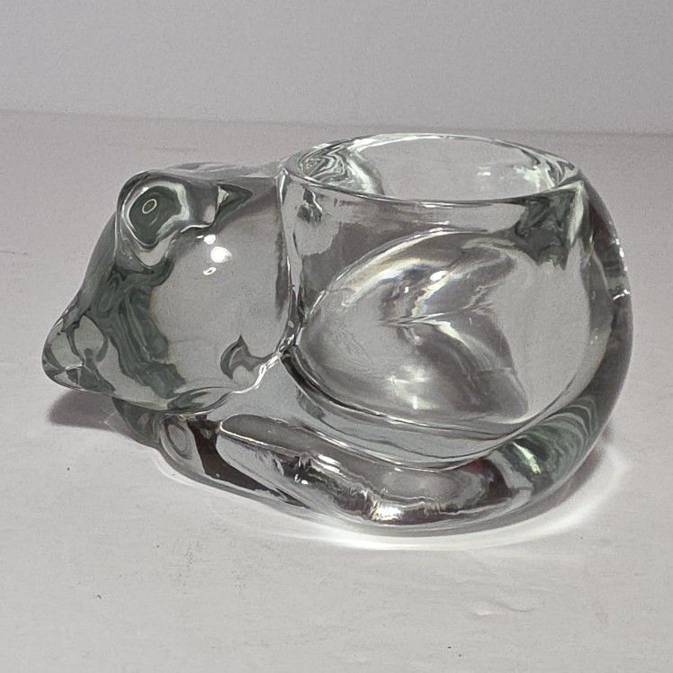 Glass Cat Candle Holder
