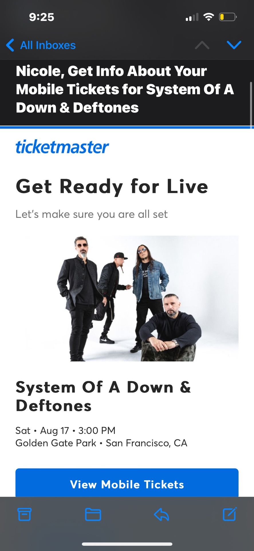 2 Tickets To SOAD
