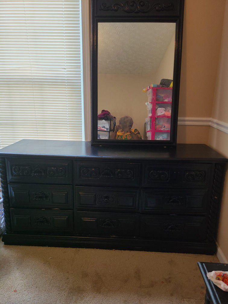 Used Dresser, Bedside Table, and Mirror 