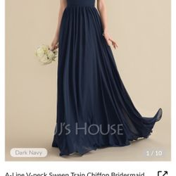 A-Line V-neck Sweep Train Chiffon Bridesmaid Dress With Ruffle #153502