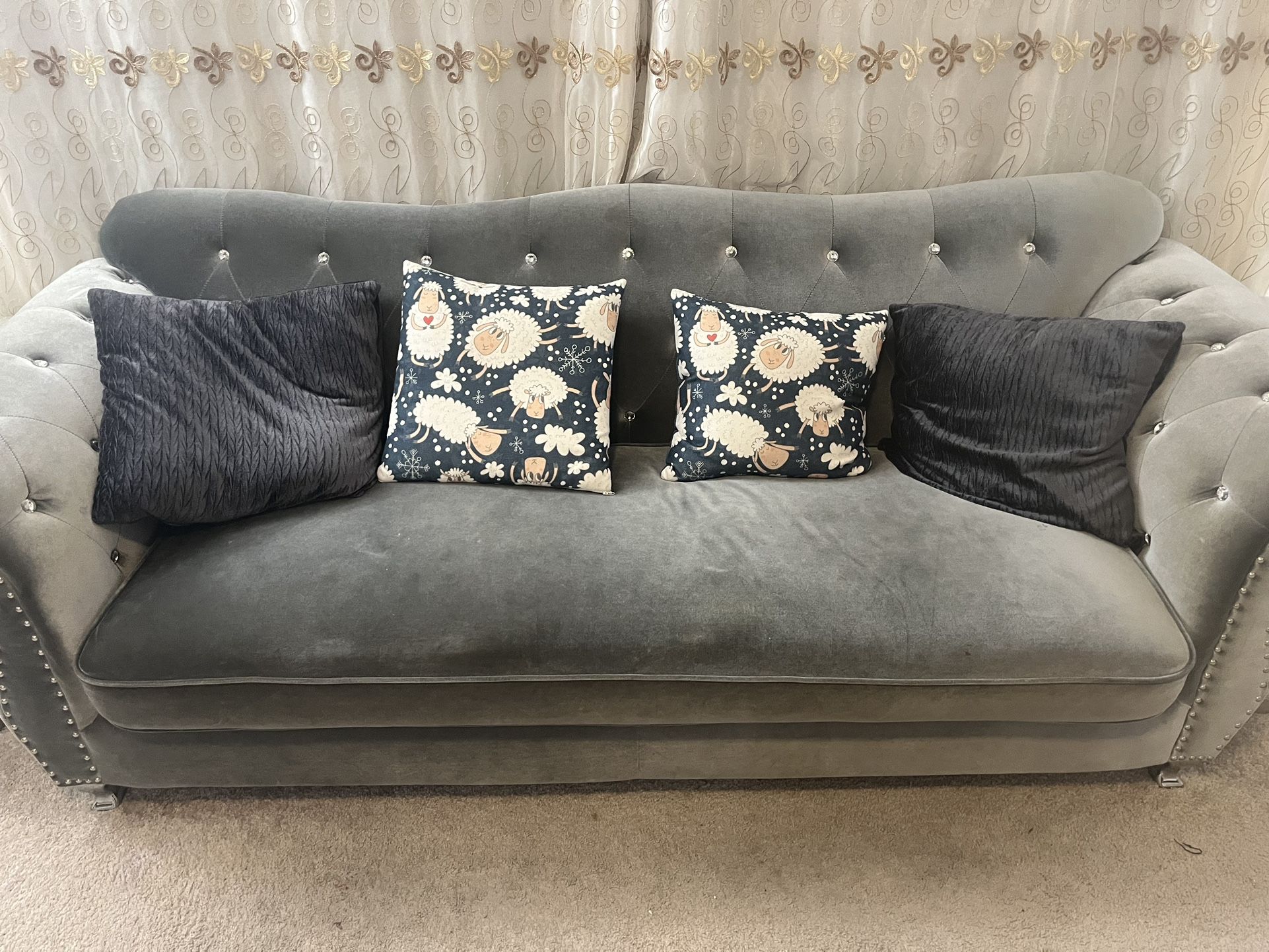 Three Couches, Two Sides Table, And One Middle Table for Sale in