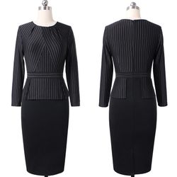 Ysabelle Peplum Stripe Office Dress
