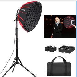 21in/55cm 60W Handheld LED Softbox Light with Rechargeable Battery/Grid/Light Stand, Dimmable Color Temperature for Studio Outdoor Portrait Products P
