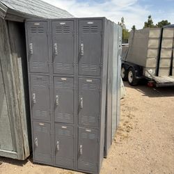 Great Set Of Lockers With Nine Doors, Metal Cabinet, Garage Storage