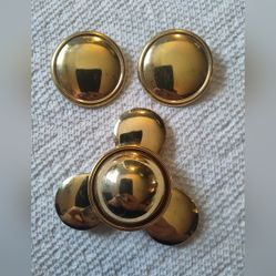 Vintage Gold Button Style Brooch and Earring Set