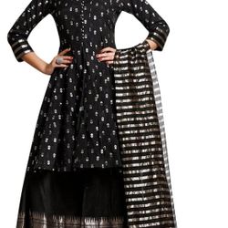 Indian Kurti for Womens With Palazzo Dupatta | Art Silk Woven Kurta Kurtis Tunic For Women

