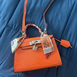 Orange Leather Bag