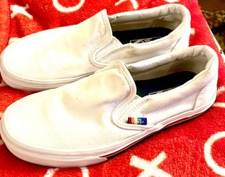 Vans Slip On Sneakers Size 7(men’s) 8.5(women’s) White/rainbow