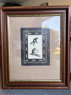 Vintage Framed Monkey Botanical-Style Print