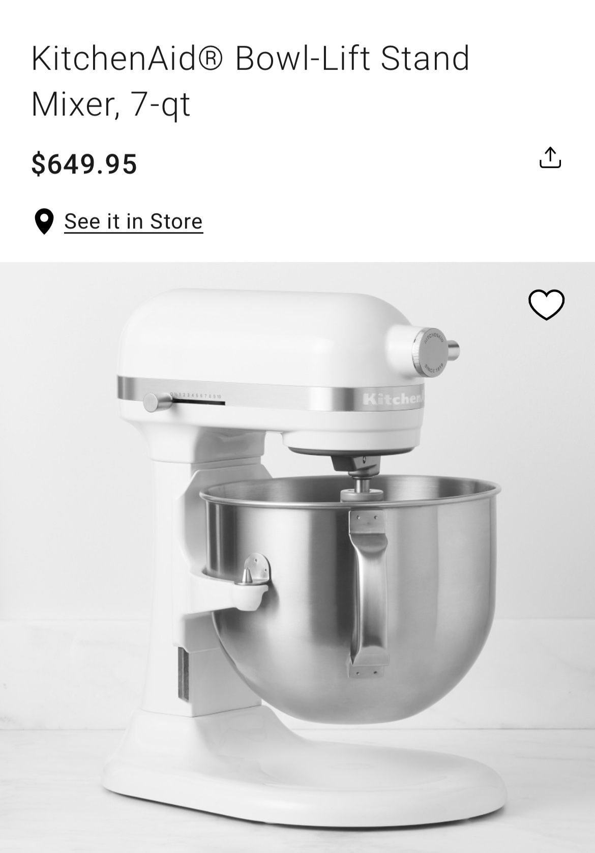 Kitchen Aid Mixer 7 QUART BOWL-LIFT STAND MIXER