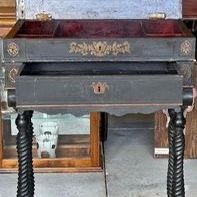 Antique Victorian Lift Top Sewing Stand - Spindle Legs 