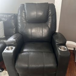 Dark Brown Lather Massage Recliner Chair w/Heat &Massage