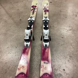Used Salomon The Origins Size 154cm Womens Downhill Skis W/ Salomon Bindings (Read Description)