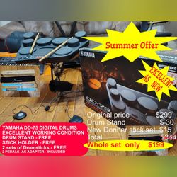 YAMAHA DD75 - Digital Drum- Stand- Drum Sticks Free