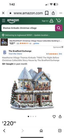 Hawthorne Village Thomas Kinkade 'TWAS The Night Before Christmas Collectible Story House by The Bradford Exchange