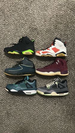 $100 each OBO | size 9.5-10.5 men Air Jordan Retro 2, 4, 6, & 12 - Gatorade, electric green, Bordeaux, green glow, teal, nightshade