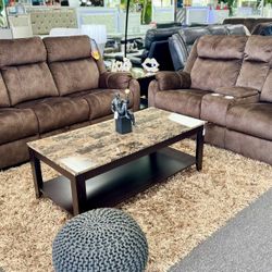 Insane Offer Now🚨Stunning Chocolate Reclining Sofa&Loveseat Available Limited Time Only $899