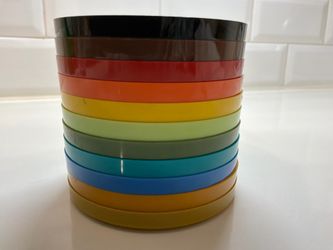 Title: Vintage Ritepoint USA Rainbow Coaster Set – 11 Pieces